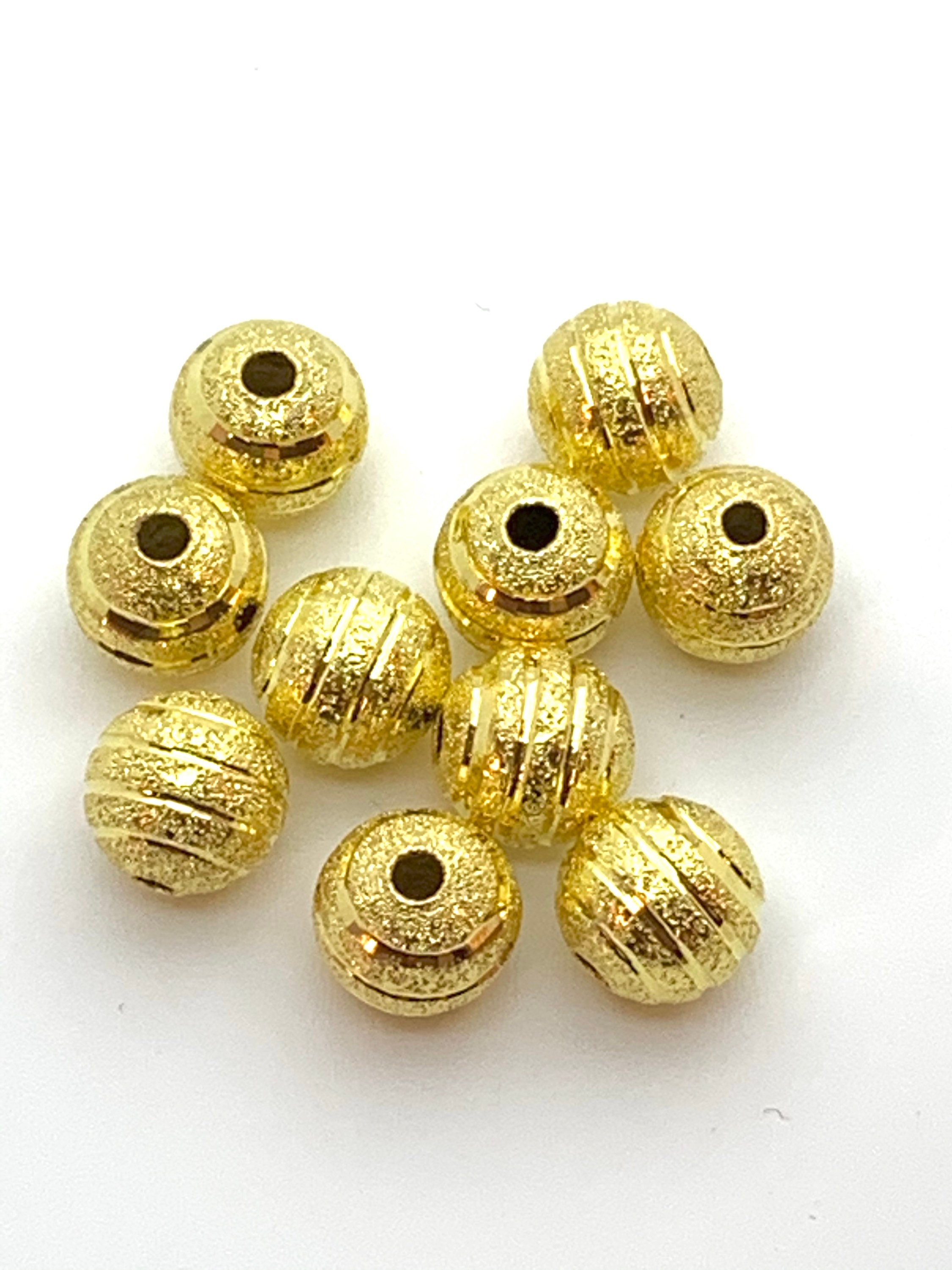 Set of 10 Bright Gold Stardust Textured Round Beads - 8mm - Etsy