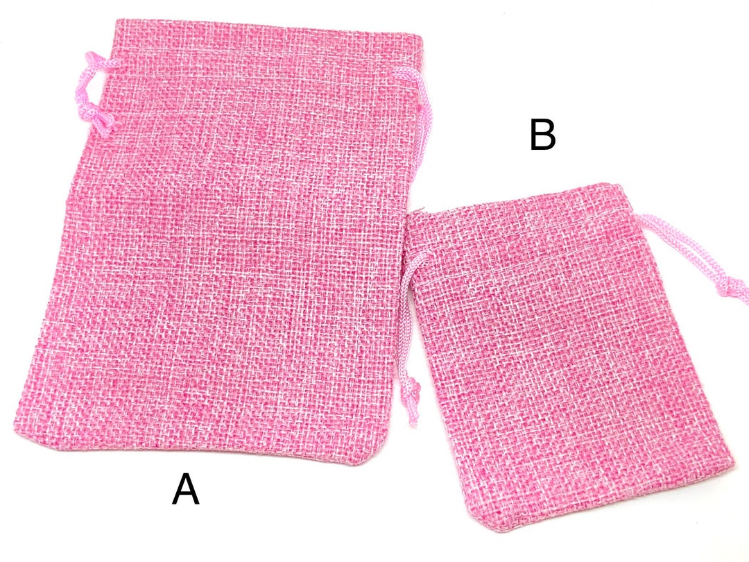 1 Pink Burlap Drawstring Gift Bag Pouch Jewelry 2 Sizes Available Etsy