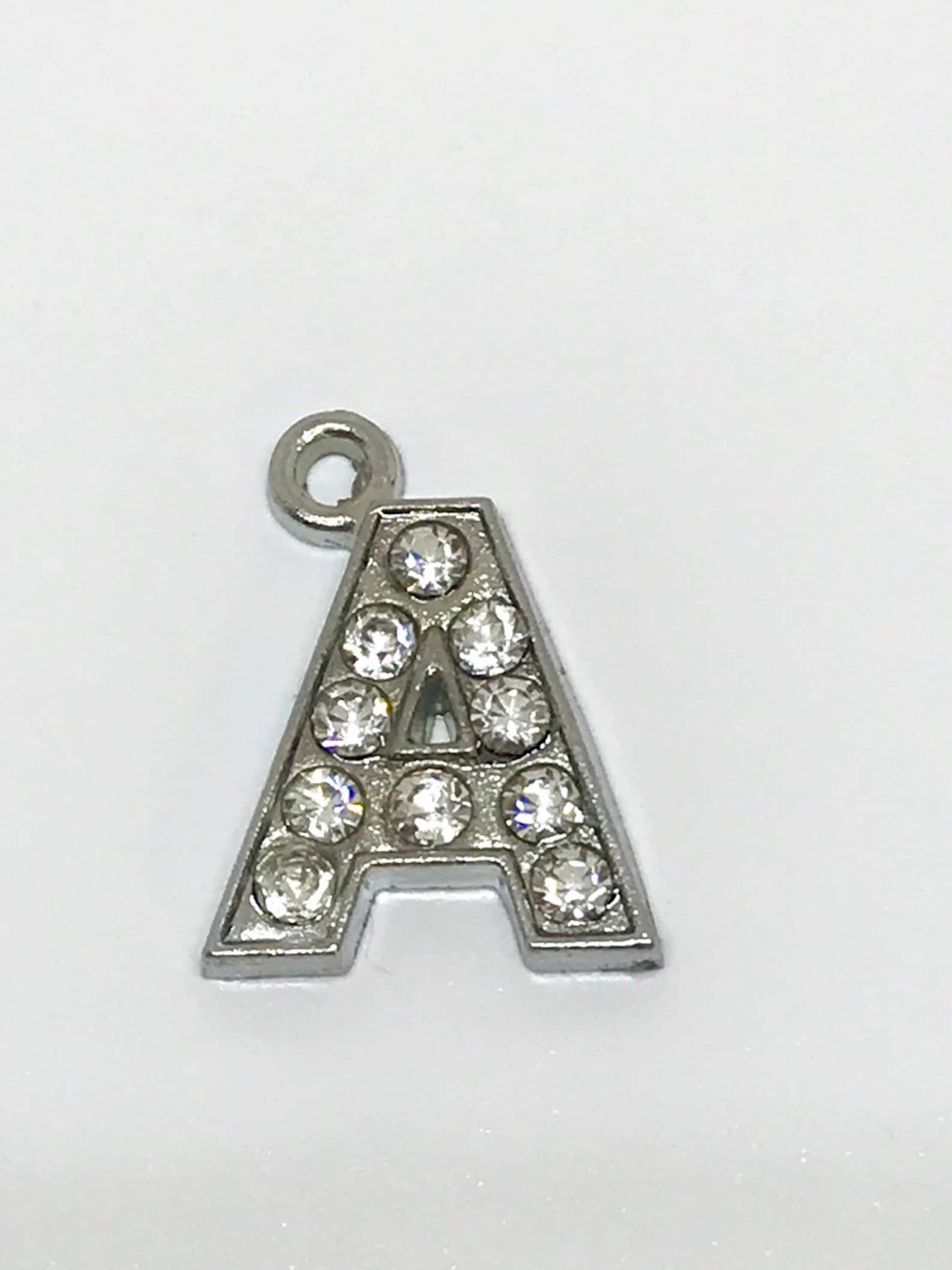 Rhinestone Alphabet Charms Silver Tone A to Z Etsy