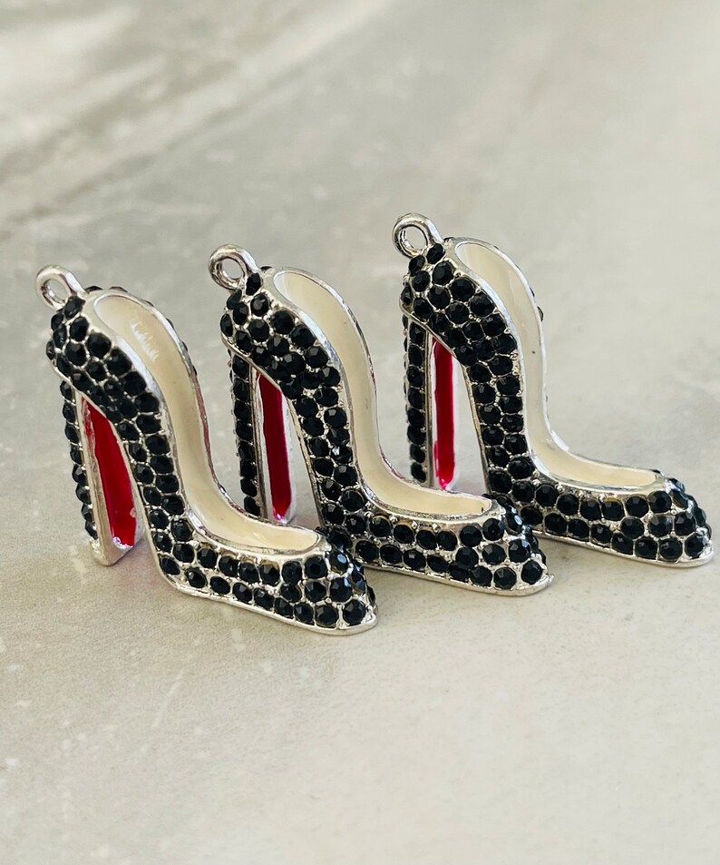 CLEARANCE 1 high heeled shoe charm rhinestones 3D 2 colors image 3