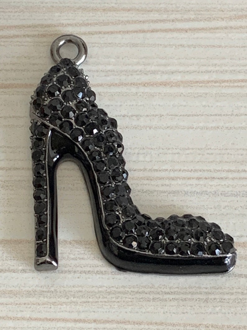 1 Gorgeous Black Mostly Rhinestones High Heeled Stiletto Shoe - Etsy