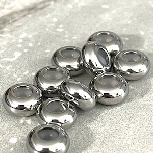 Stainless steel bead stoppers - 8mm spacers - silver finish - set of 10