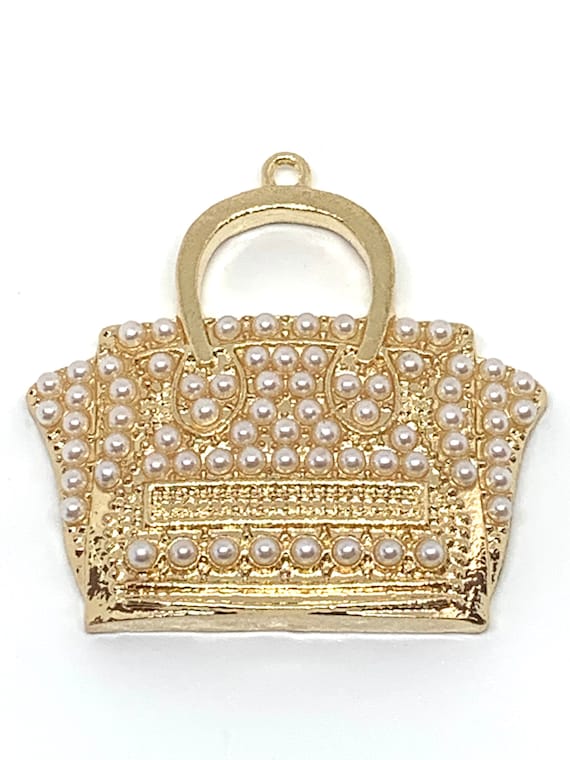 1 Gold Finish Pearls Ladies Handbag Charm Purse Charm Pocketbook Etsy