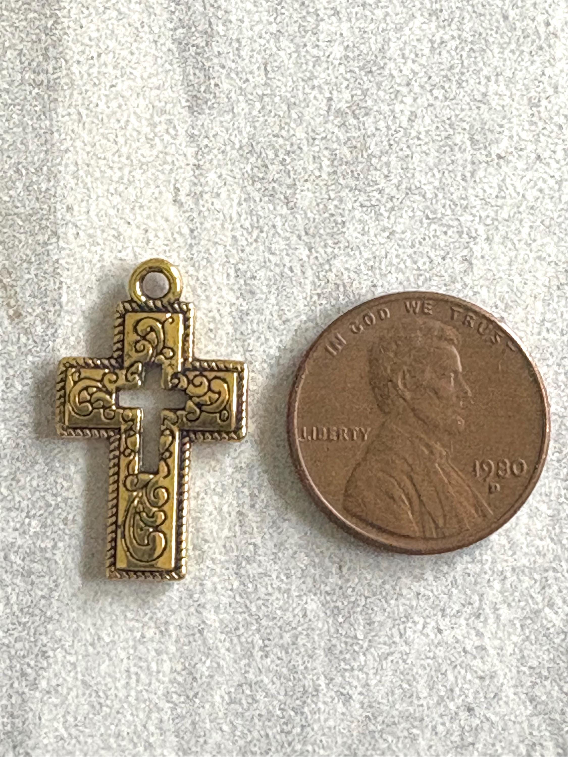 Antique Style Cross - Gold Tone - Black Accents - Engraved Ornate ...