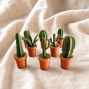 Magnets Cactus 3D | Lot de 4 | Décoration Frigo Originale | Cadeau Plante | Magnet Frigo Cactus Pot Terracotta | Fait Main