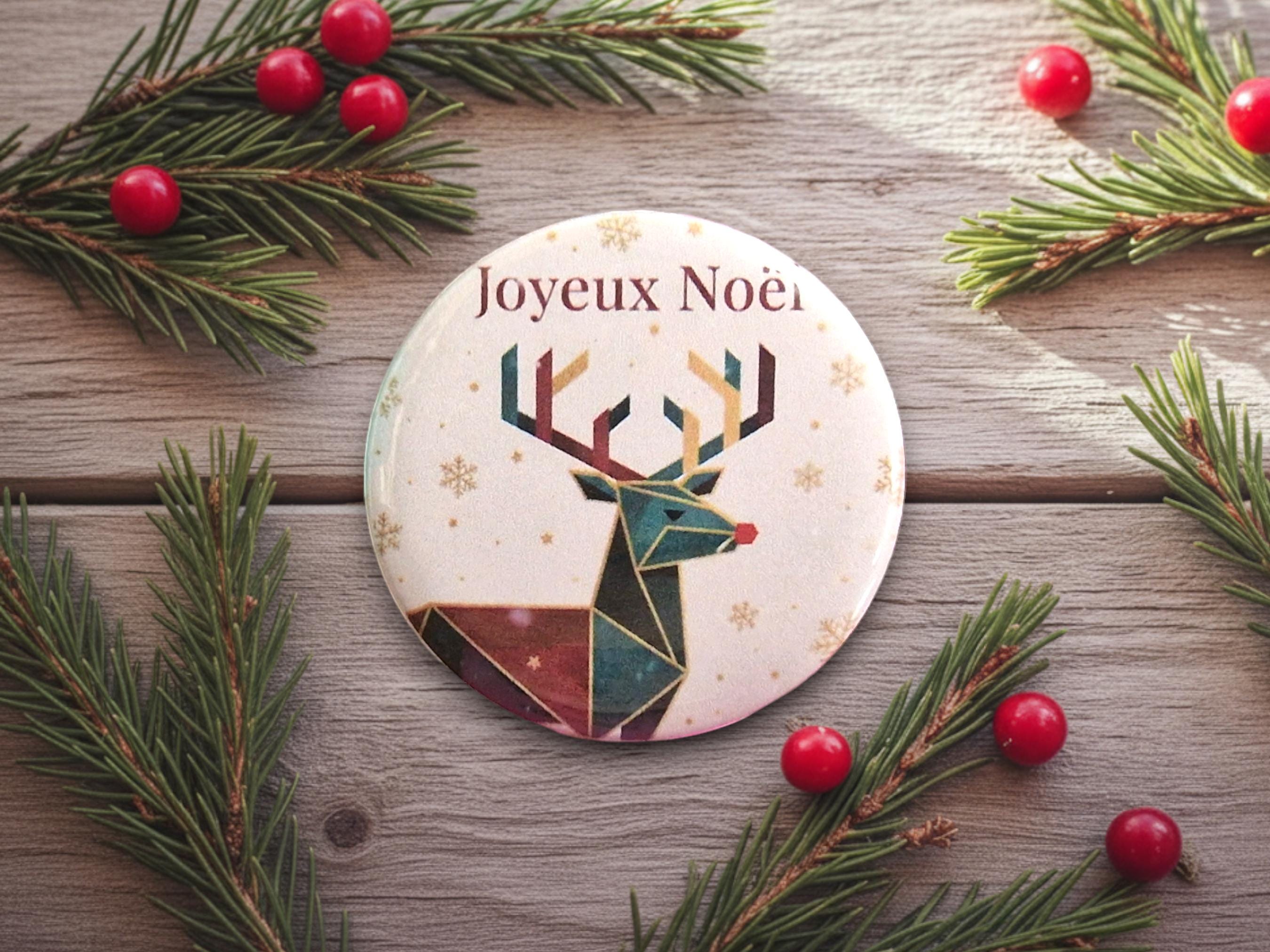 Magnete Natalizio Artigianale Con Babbo Natale E Renna - Decorazione In Tela 5x8 Cm