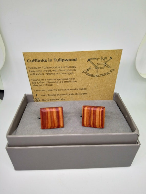 Tulipwood Cufflinks- handcrafted jewellery by Crickhollow Crafts - bespoke by nature