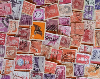 Briefmarken farblich sortiert orange rot lila