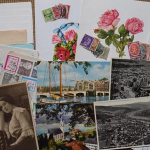 altes Vintage Papier Posiealbum Postkarten Briefumschläge Briefmarken