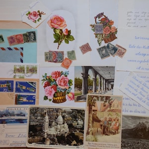 altes Vintage Papier Posiealbum Postkarten Briefumschläge Briefmarken
