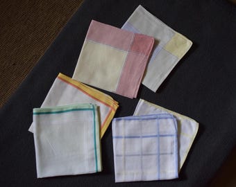 6 Vintage-Stofftaschentücher Damen