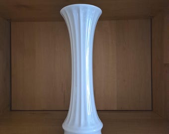 Retsch Wunsiedel Bavaria Porcelain Vase | Slim Vintage Ribbed Vase | White Mid-Century Design Classic | Elegant Retro Table Decoration
