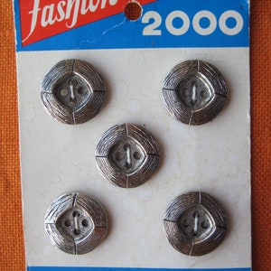 5 metal buttons 21 mm silver button card image 3