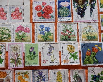 24 Briefmarken Blumen gestempelt