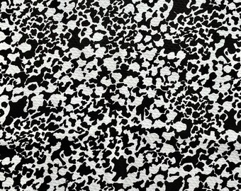 Black White Textured Fabric - 44” x 103” 2.8yds - Abstract Dots Crinkle Splatter