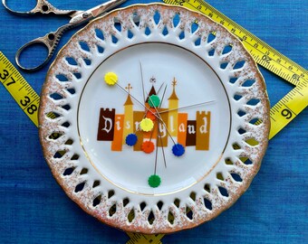 Magnetic Pin and Needle Holder - Vintage Saucer - Disneyland Souvenier Midcentury MCM - Pin Cushion Dish