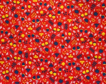 60s Acorn Sateen - 36” X 130” 3.5yds - Red Yellow Blue Vintage 60s 50s 70s