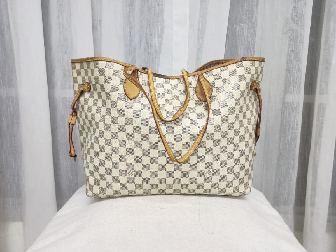 Louis Vuitton Neverfull PM Damier Azur WITH Box, Bag, Pochette and Organizer