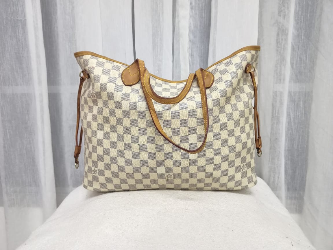 Louis Vuitton Bag Neverfull PM Plus Pochette Damier Azur coat canvas cream  blue