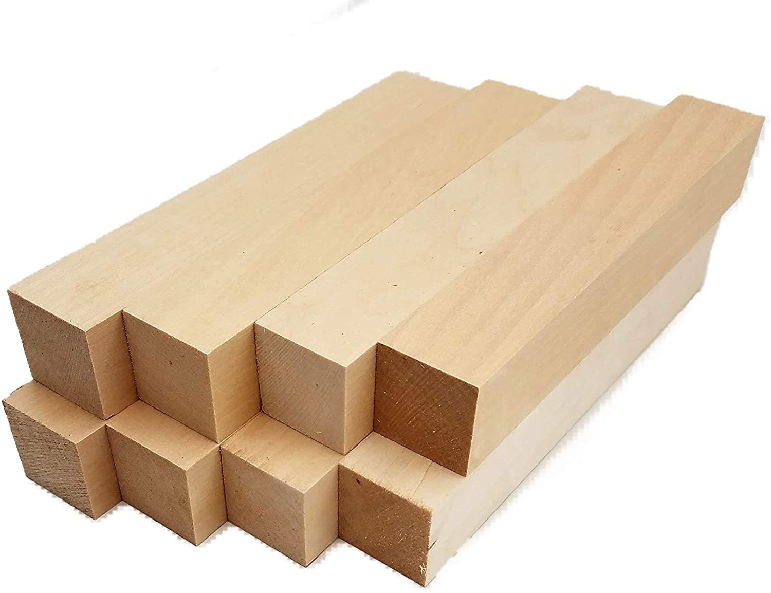 Set of 6, Basswood Carving/Whittling Wood Blanks/Turning Blocks Kit 1-1/2  x 1-1/2 x 6