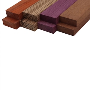 Imported Exotic Hardwood Variety Pack - Padauk, Zebrawood, Purpleheart, and Merbau