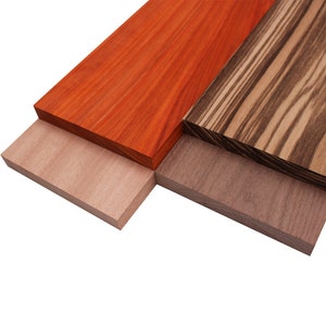 Imported Exotic Hardwood Variety Pack - Zebrawood, Walnut, Padauk, Okoume - 3/4&quot; x 6&quot; (4 Pcs)