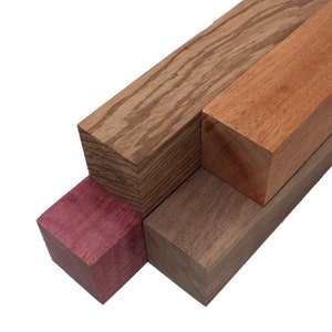 Imported Exotic Hardwood Variety Pack Turning Blanks - Zebrawood, Purpleheart, Mahogany, and Walnut
