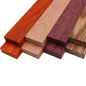 The Hardwood Edge Padauk Wood Planks - 4-Pack Padauk Unfinished Wood Blanks  - 1/4'' (6mm) 100% Pure Hardwood - Laser Engraving Blanks - Exotic Wood