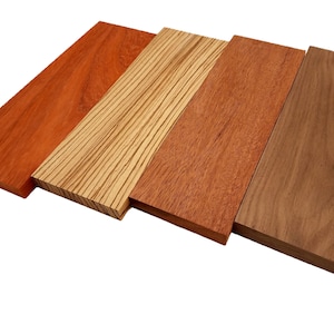 Imported Exotic Hardwood Variety Pack - Padauk, Zebrawood, Merbau, and Walnut