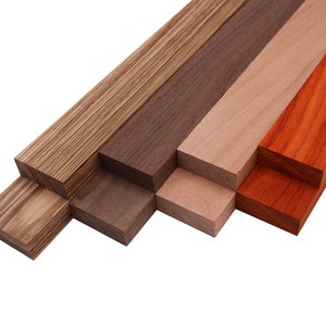 Imported Exotic Hardwood Variety Pack - Zebrawood, Walnut, Padauk, Okoume - 3/4" x 2" (8 Pcs)