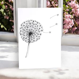 Pusteblumen Karte - Eine hübsche, hoffnungsvolle Karte die sich hervorragend dafür eignet 'viel Glück' zu sagen ...