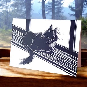Carte Linogravure Amoureux des chats