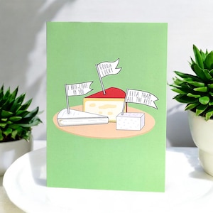 Cartão de trocadilho "Boa Sorte com Queijo" - "Gouda Luck", "Eu acredito em você", "feta do que todo o resto" - cartão engraçado (trocadilho) de apoio para amantes de queijo