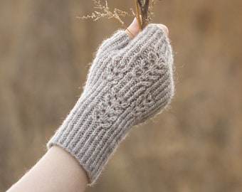 Knitting Pattern PDF Fingerless Twisted Lace Mittens Instant Download