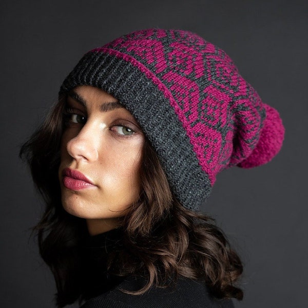 Fair Isle Stranded Hat Knitting Pattern PDF Instant Download