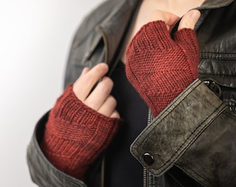 Knitting Pattern Striped Fingerless Mittens Instant PDF Download