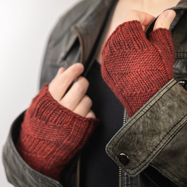 Knitting Pattern Striped Fingerless Mittens Instant PDF Download