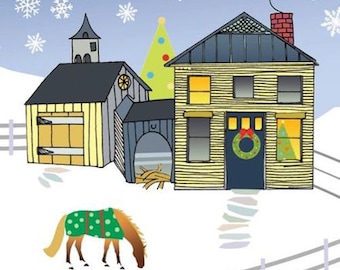 Boxed Christmas Cards:  New England House and Barn