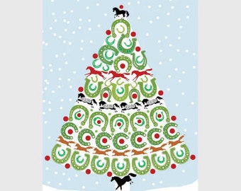 Boxed Christmas Cards:  Tree Of Horseshoes NEW!