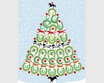 Boxed Christmas Cards:  Tree Of Horseshoes NEW!