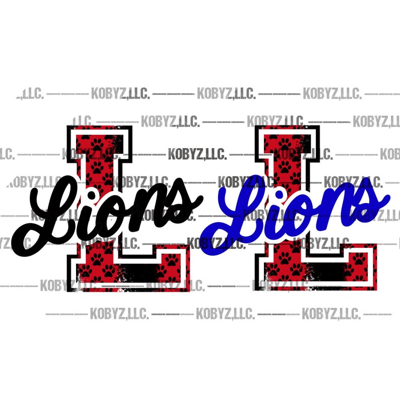 Lions L Designs With Paw Print Background 300dpi PNG Sublimation - Etsy