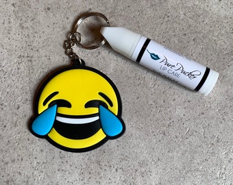 Emoji “Laughing” Keychain with Lip Balm