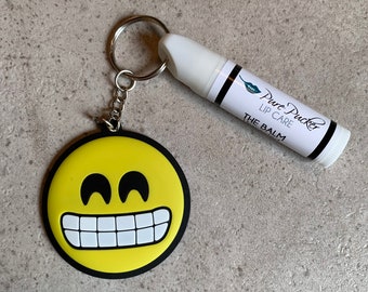 Emoji “Grin” Keychain with Lip Balm