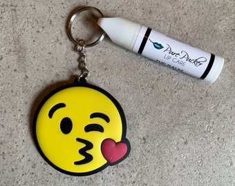 Emoji “Kiss” Keychain with Lip Balm