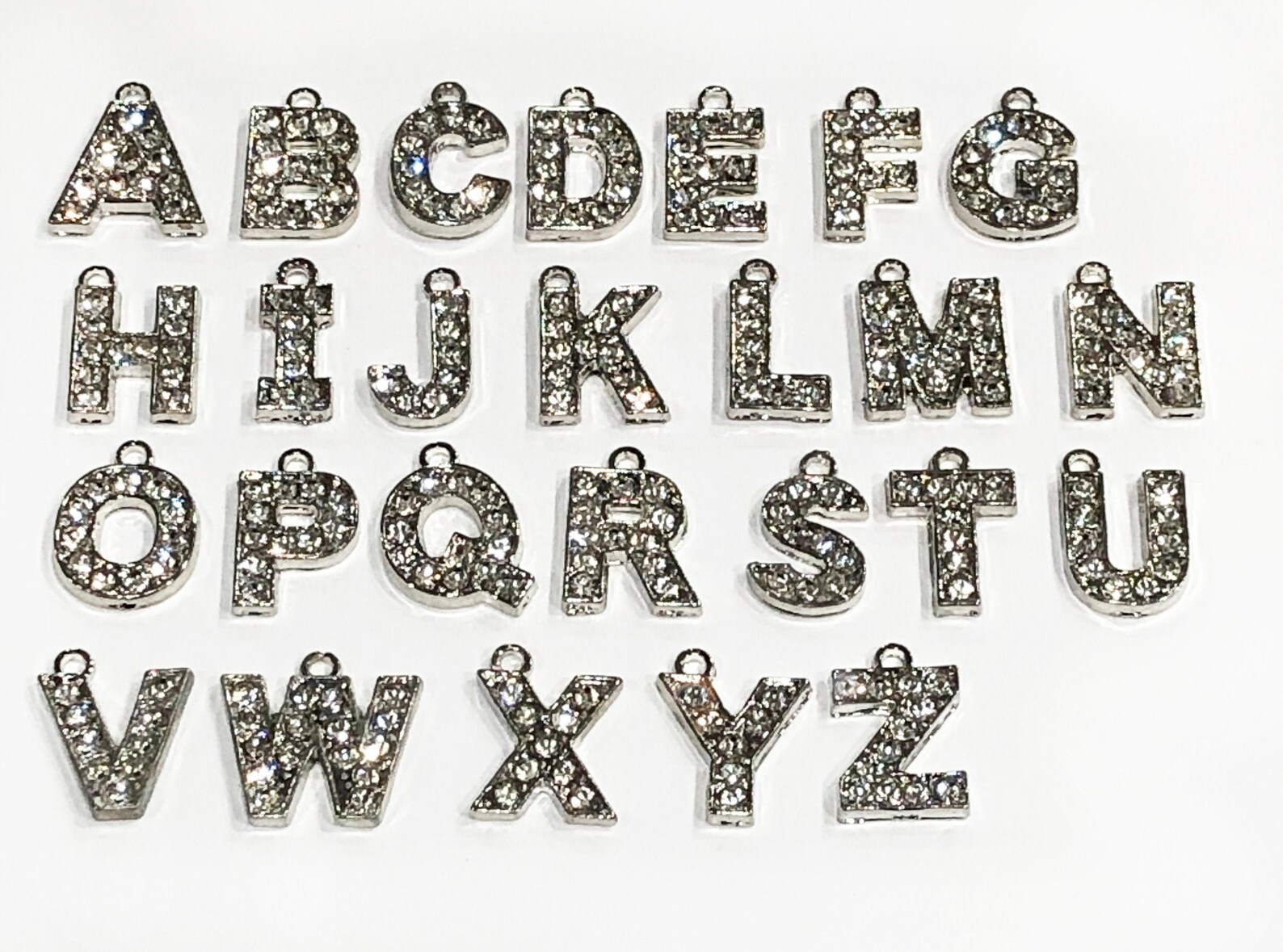 CLEARANCE Alloy Rhinestone Alphabet Charms Silver and Etsy