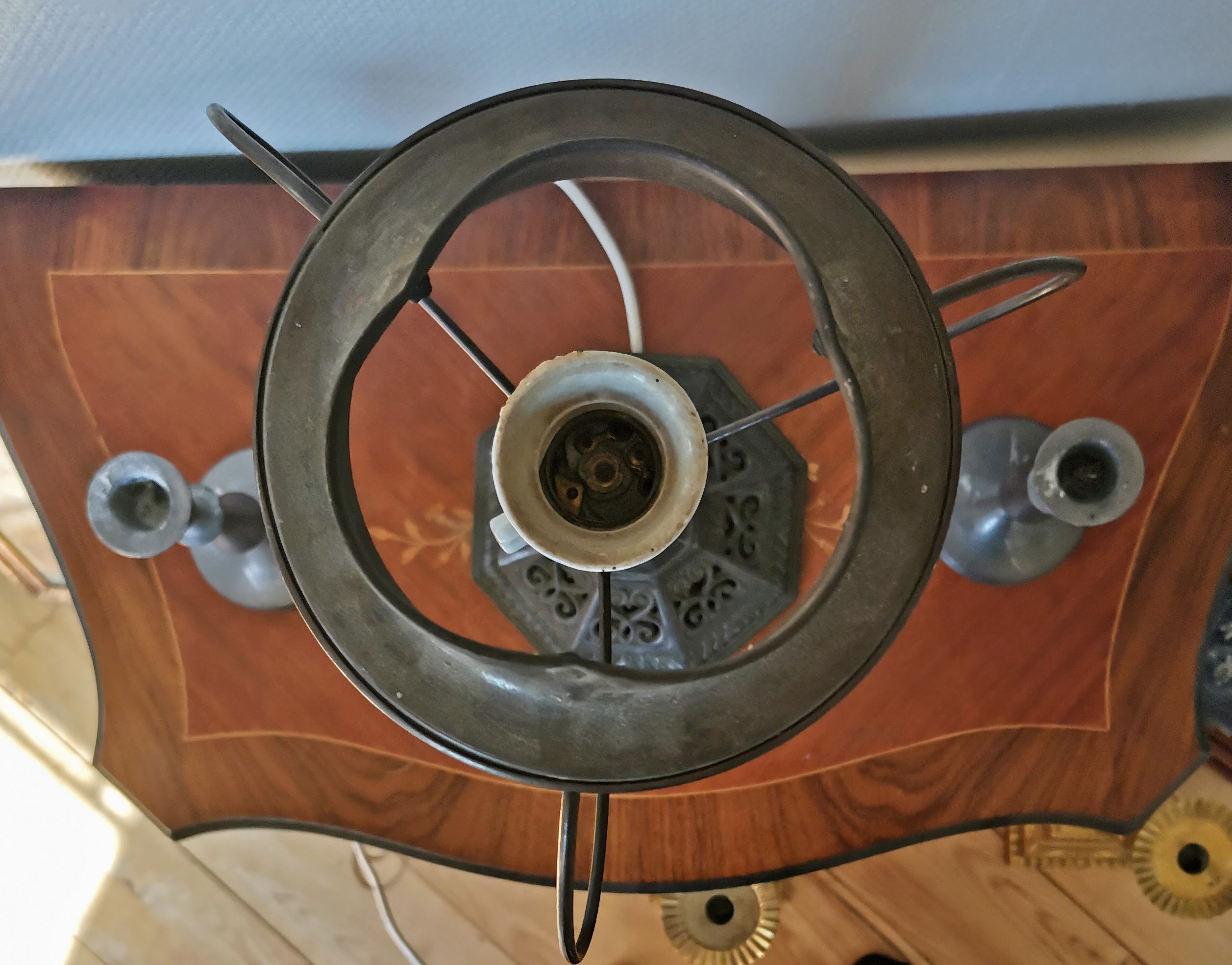 Antique Art Deco Metal Table Lamp ,52 Cm Height ,from 1910