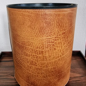 Danish design faux leather  paper bin from H. P. & Søn Vejle from 1980s,marked