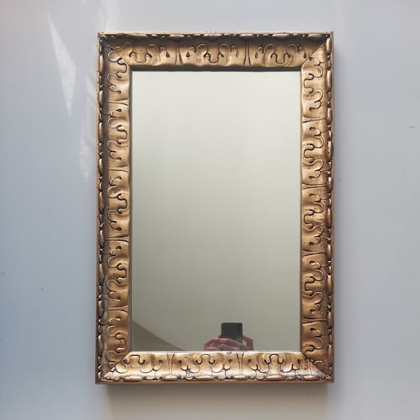 Danish Antique Art Deco golden mirror, 60cmx 40 cm,from 1920s