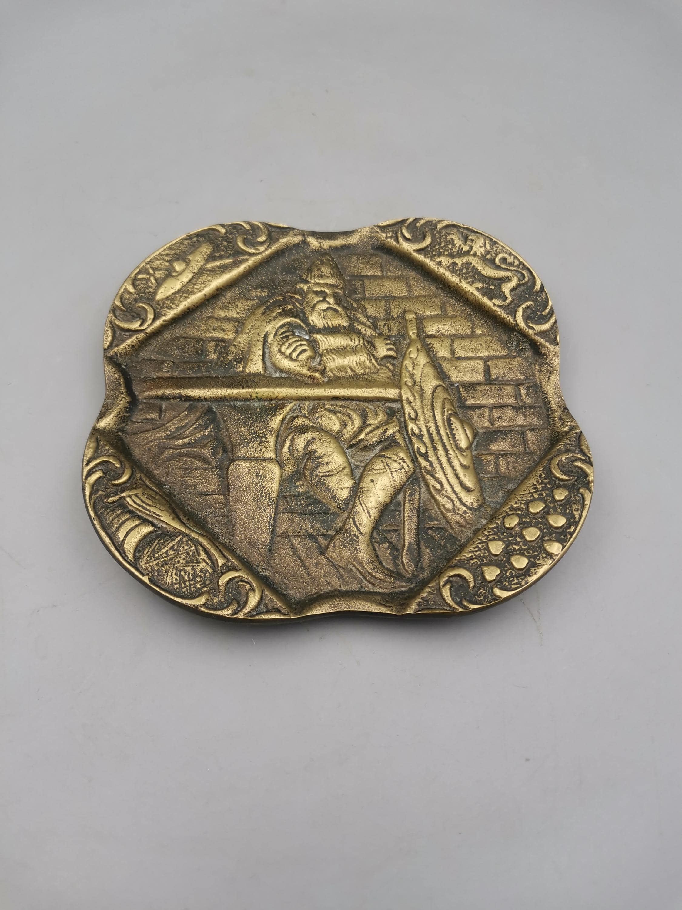 Vintage Malm/bronze Plaque /ashtrey Depicting the Danish Folklore