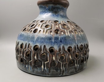 Danish Ceramic Pendel by Jette Helleroe for Axella, 1970s Blue Glaze